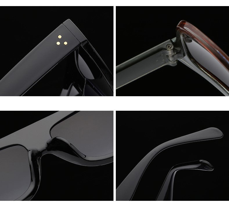 Vintage Flat Top Shadow Fade Over-sized Sunglasses