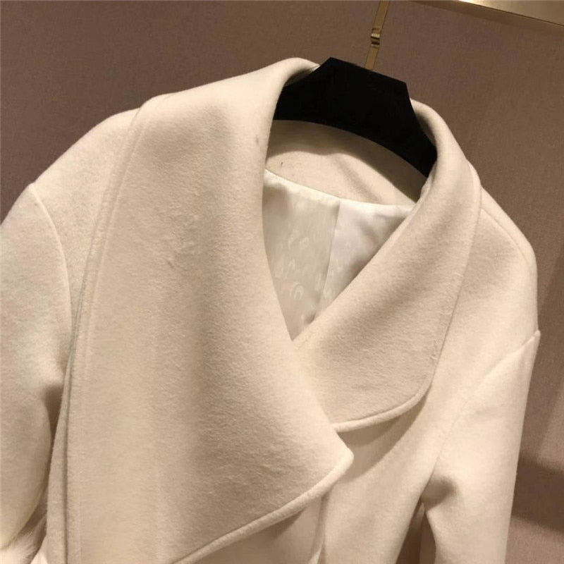 Double Faced Wool Cashmere Real Fox Fur Cuffs Coats