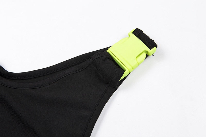 One Shoulder Buckle Neon Crop Tops