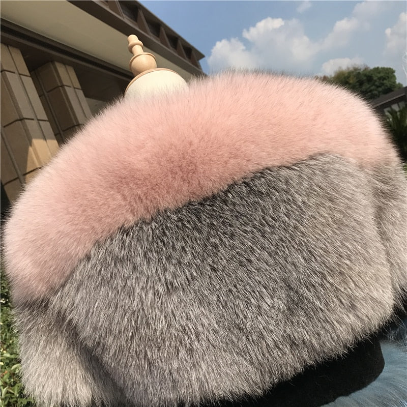 Real Sheep Shearing Real Silver and Blue Fox Fur Full Pelt Crop Coats