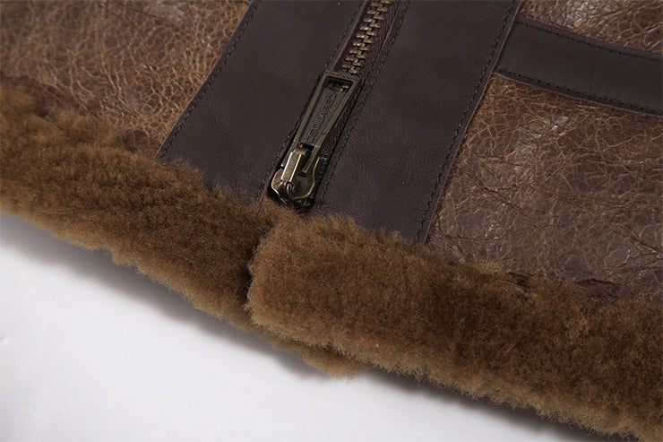 Sheepskin Genuine Leather Real Shearling Fur Lining Jacket