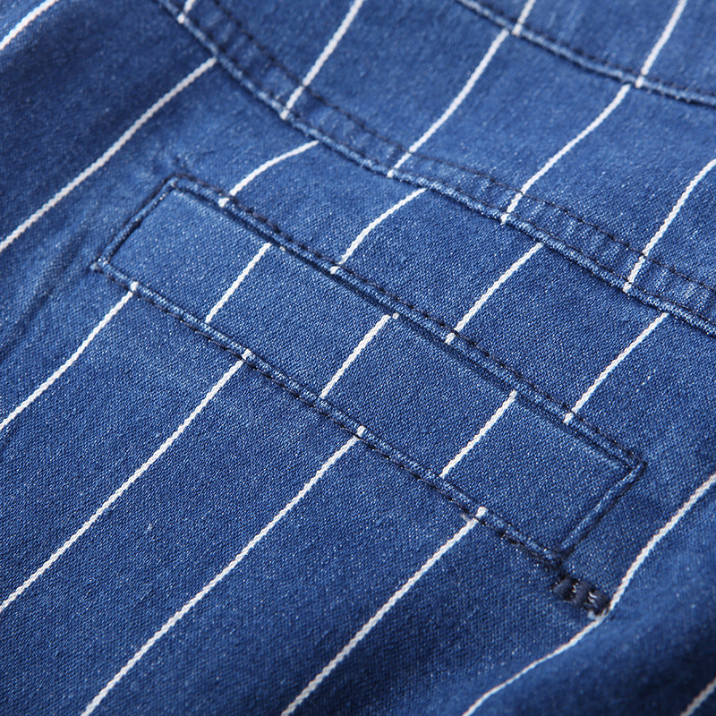 Stripe Slim Cuff Blue Pants