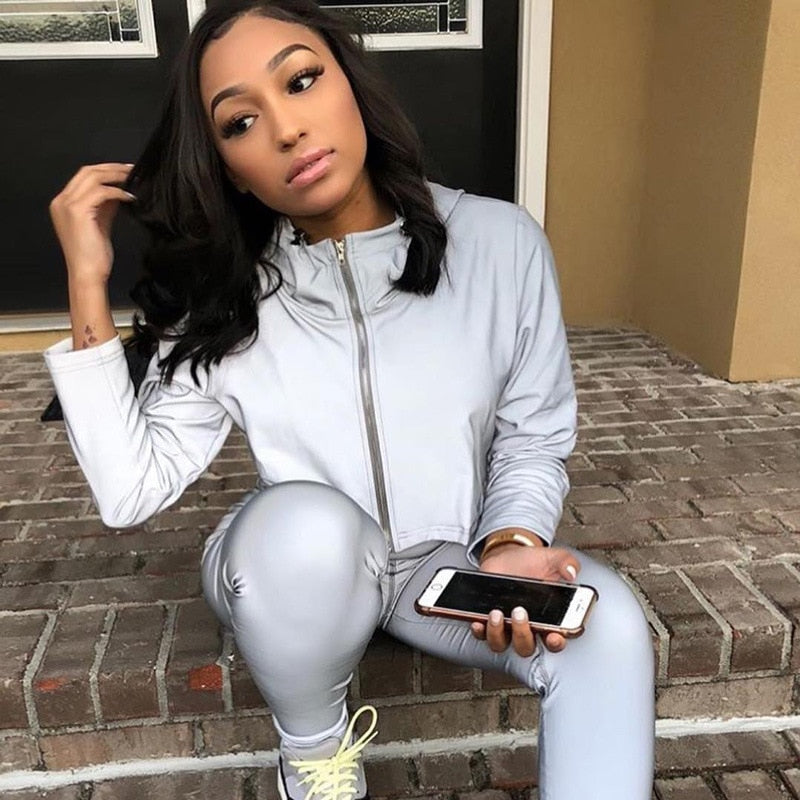 Reflective Hooded Crop Jacket