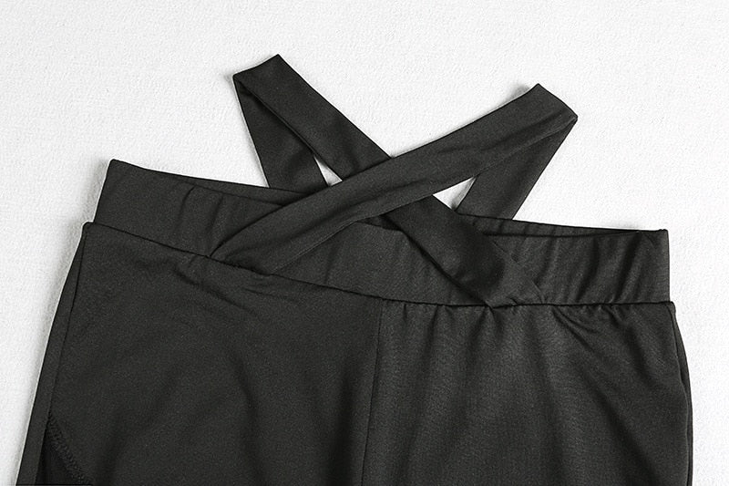Black Mesh Elastic Waist Fitness Leggings