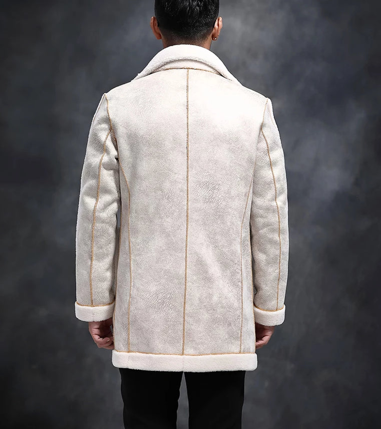 Genuine Leather Real Shearing Fur Lining Two Side Long Coats