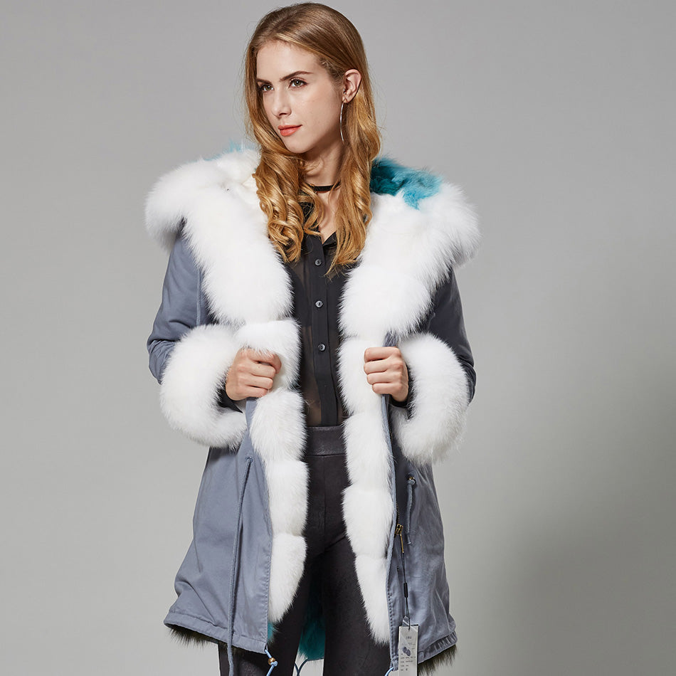 Real Silver Fox Fur Collar Cuff Parka Fox Fur Liner Coats (Multi-Styles)