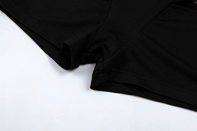 Multi Buckle Crop Top and Side Hollow Shorts