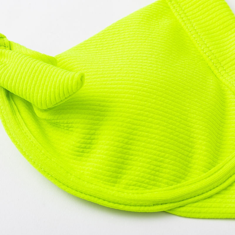 Neon High Waist Thong Bikini Sets
