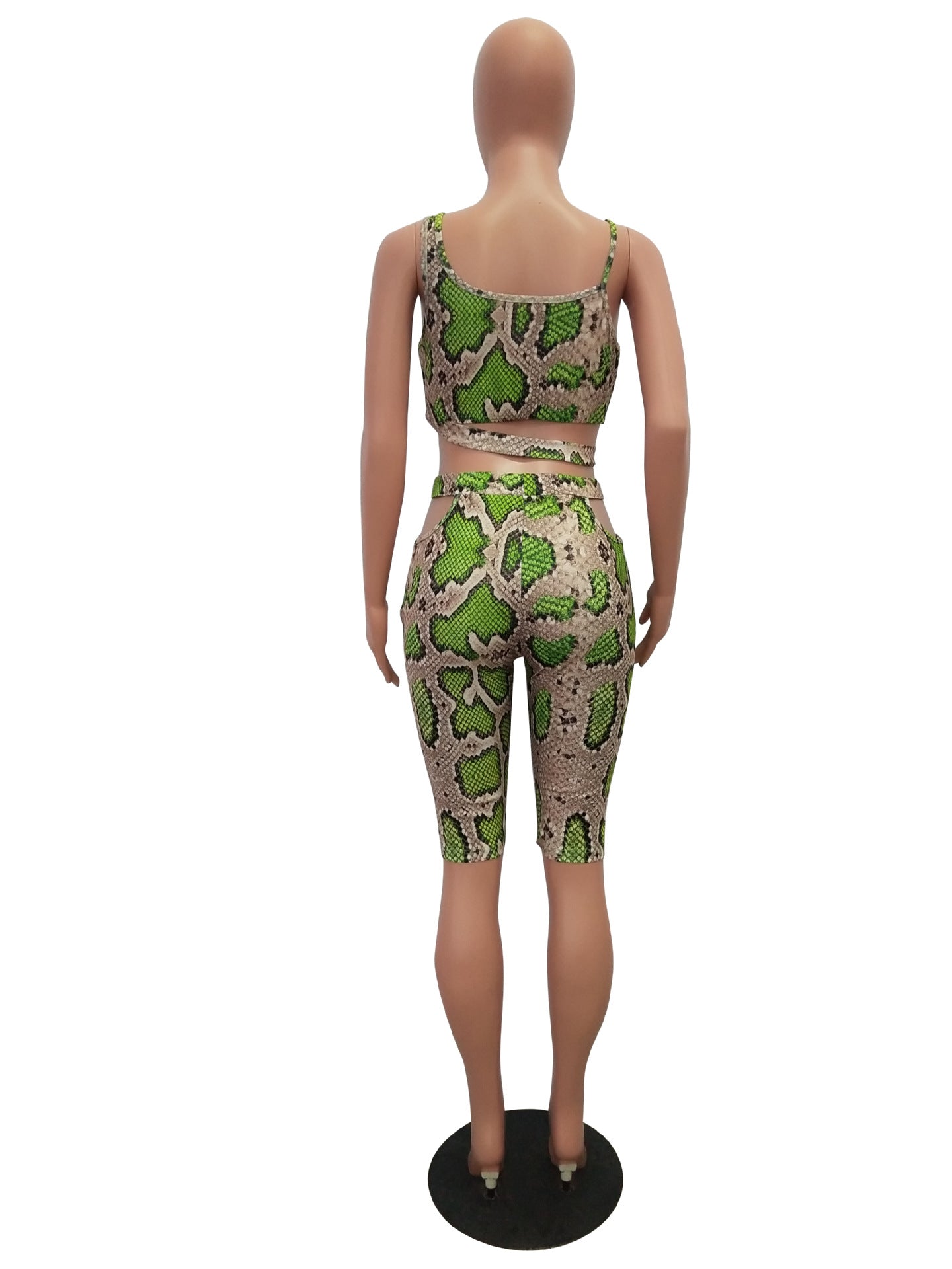 Neon Snake Print Bandage Bodycon Rompers