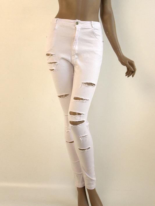 Multi Ripped Skinny High Waist Pencil Jeans