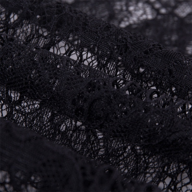 See-through Lace High Waist Flare Pants