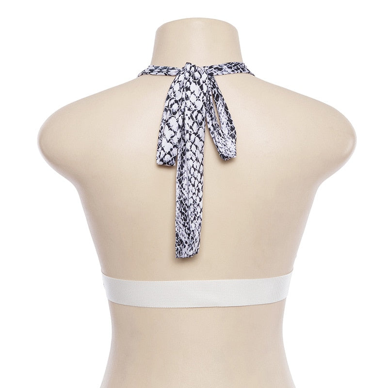 Deep V Buckle Belt Crop Tops