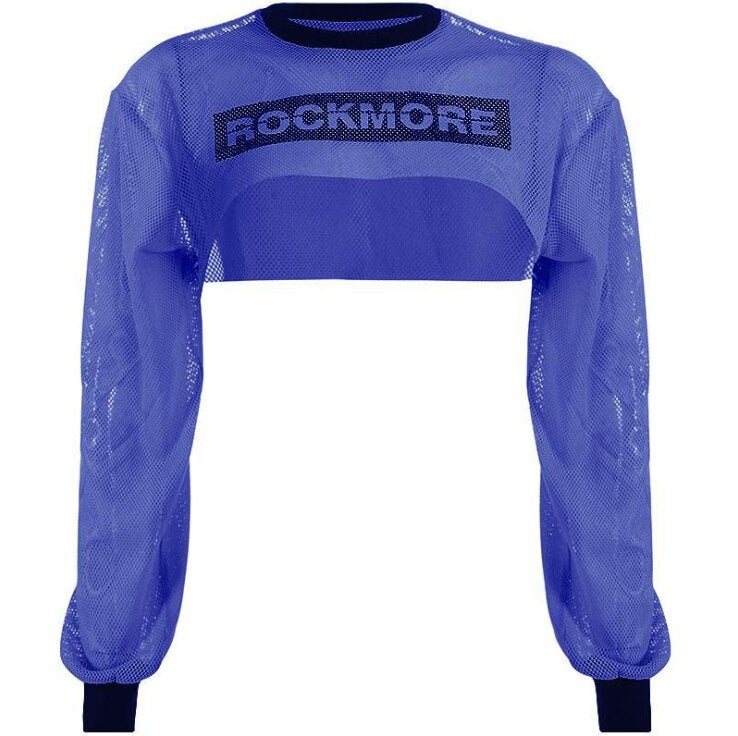 Neon Mesh Long Sleeve Micro Crop Tops