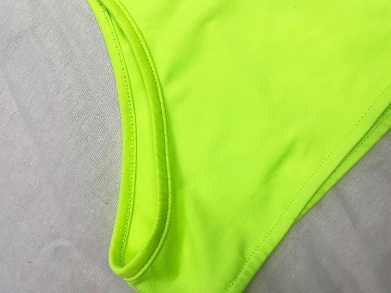 Neon Crop Tank Top High Waist Bikini Sets