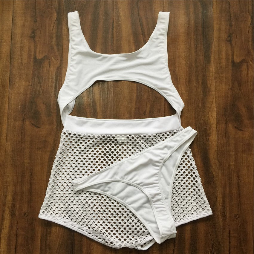 Neon Fishnet High Waisted Thong Monokini Sets