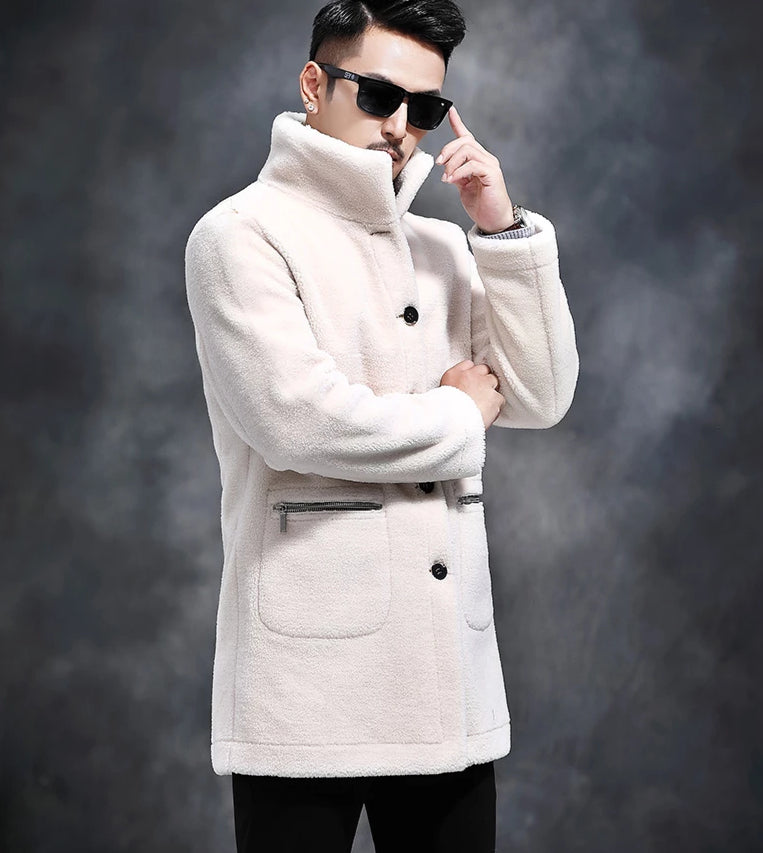 Genuine Leather Real Shearing Fur Lining Two Side Long Coats