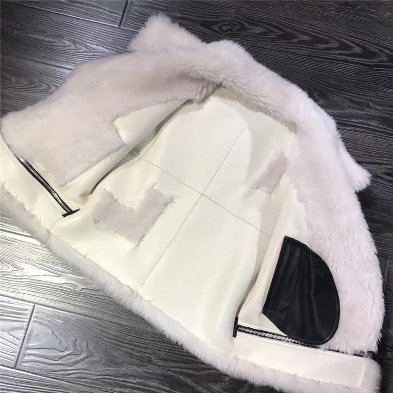 Icelandic Real Wool Sheep Genuine Leather Coat