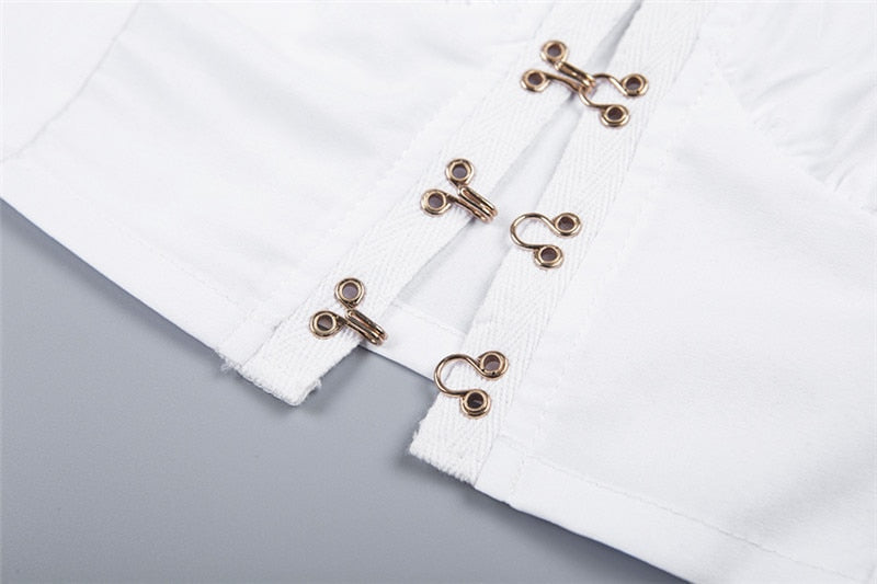 Square Collar Puff Short Sleeve Crop Tops