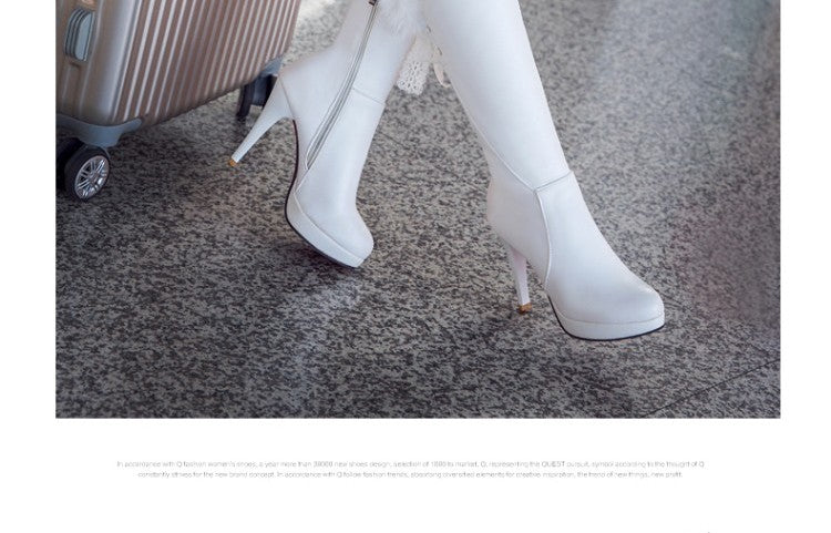 Waterproof High-heeled Below The Knee Boots