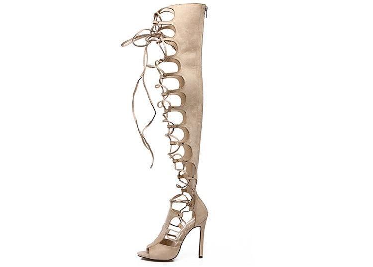 Thigh High Gladiator Cross Tied High Heels