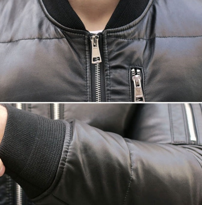 Genuine Leather Jacket Duck Down Bomber