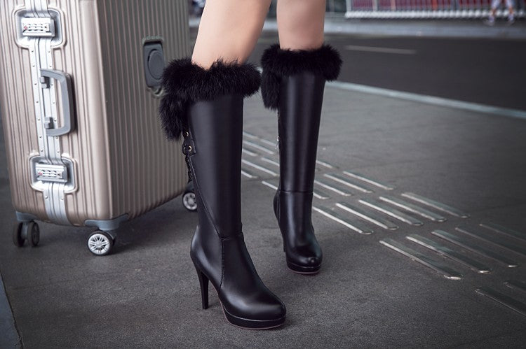 Waterproof High-heeled Below The Knee Boots