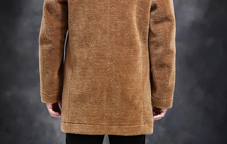 Genuine Leather Real Shearing Fur Lining Two Side Long Coats