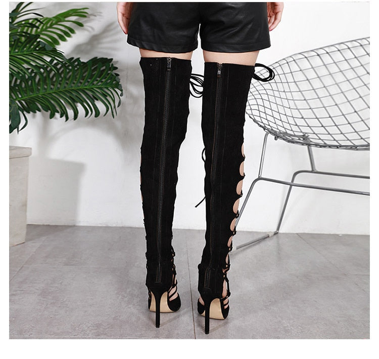 Thigh High Gladiator Cross Tied High Heels
