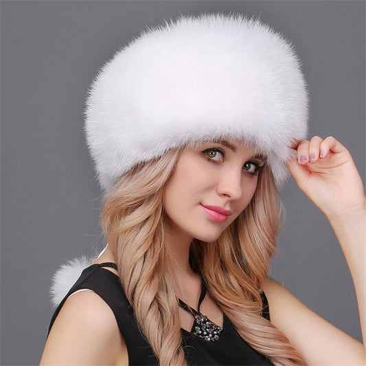 Real Fox Fur Pompom Big Caps (Multi-Colors)