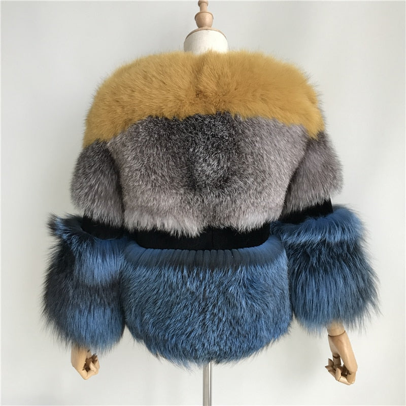 Real Sheep Shearing Real Silver and Blue Fox Fur Full Pelt Crop Coats