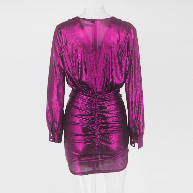 Shine Deep V Wrap Bandage Bodycon Mini Dresses