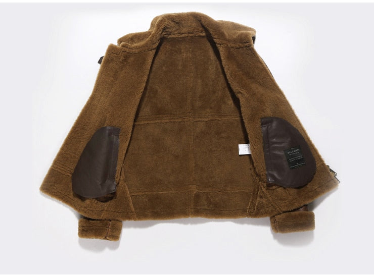 Sheepskin Genuine Leather Real Shearling Fur Lining Jacket