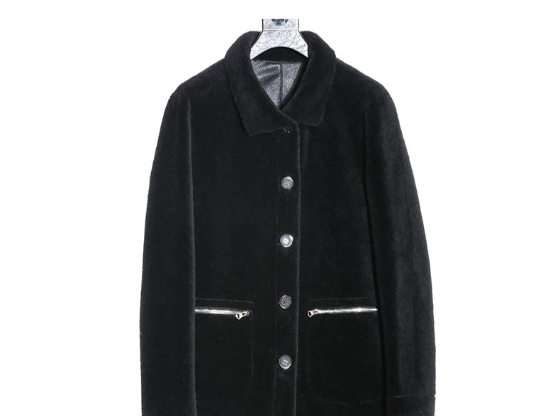 Genuine Leather Real Shearing Fur Lining Two Side Long Coats