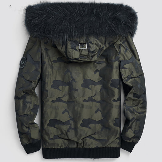 Camo Real Rabbit Fur Liner Fox Fur Parkas Coat