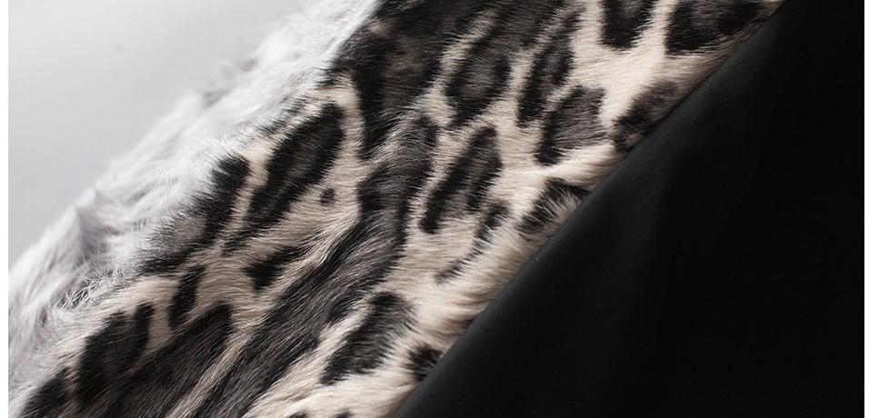 Real Sheep Fur Leopard Stripe Print Overcoat