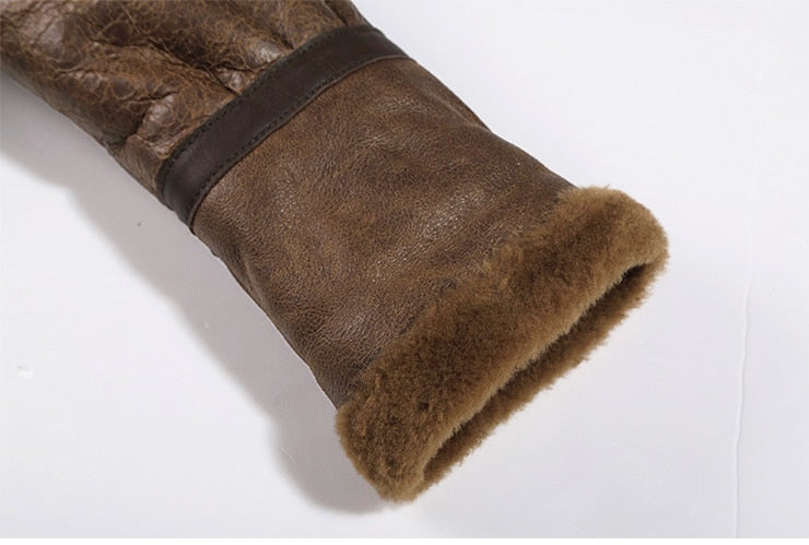 Sheepskin Genuine Leather Real Shearling Fur Lining Jacket