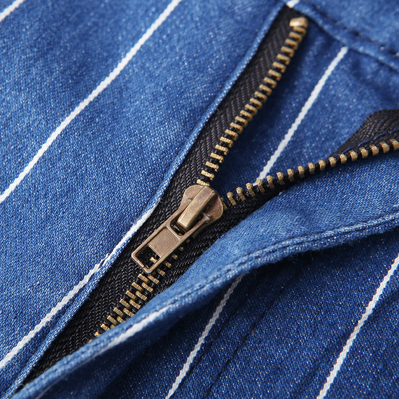 Stripe Slim Cuff Blue Pants