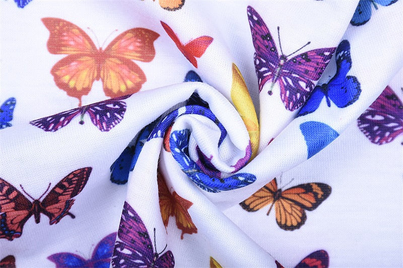 Multi-color Butterfly Print Strapless Tube Tops