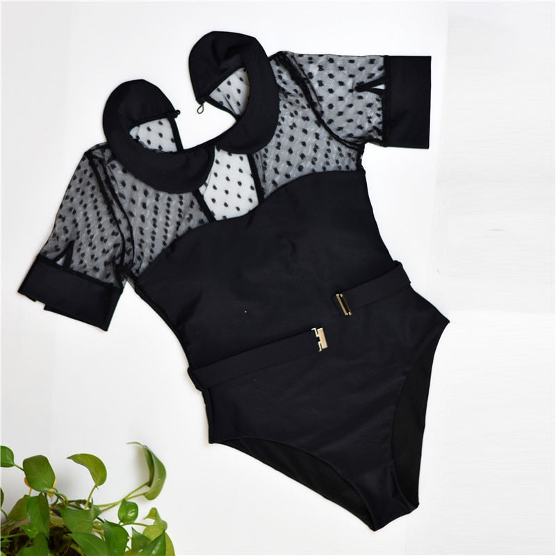Collect Of Mesh Collar n Cuff One Pieces