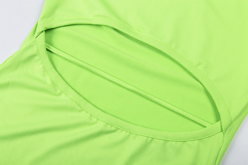 Turtleneck Long Sleeve Hollow Out Belly Mini Dresses