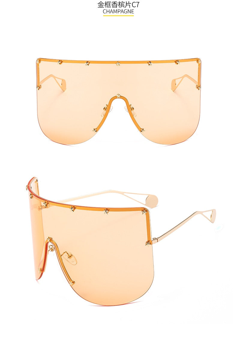 Retro Star Over-sized Visor Sunglasses