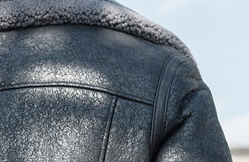 Genuine Leather Real Natural Sherling Fur Lining Mid Overcoat With Belted