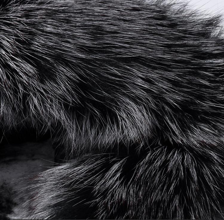 Real Rabbit Fur Liner Fox Fur Parka Marble Coat