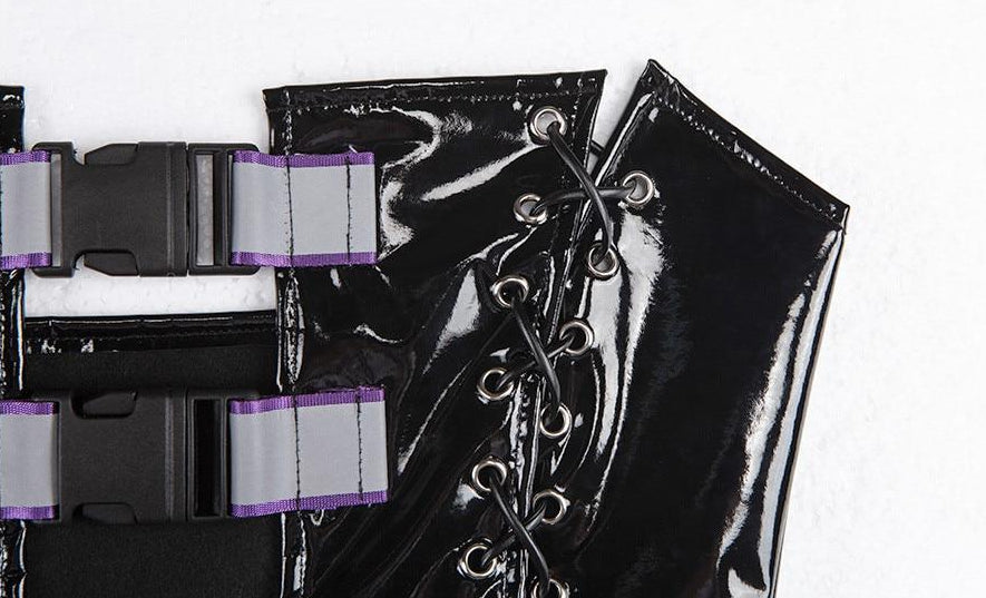 PU Leather Hollow Side Lace-up Crop Top