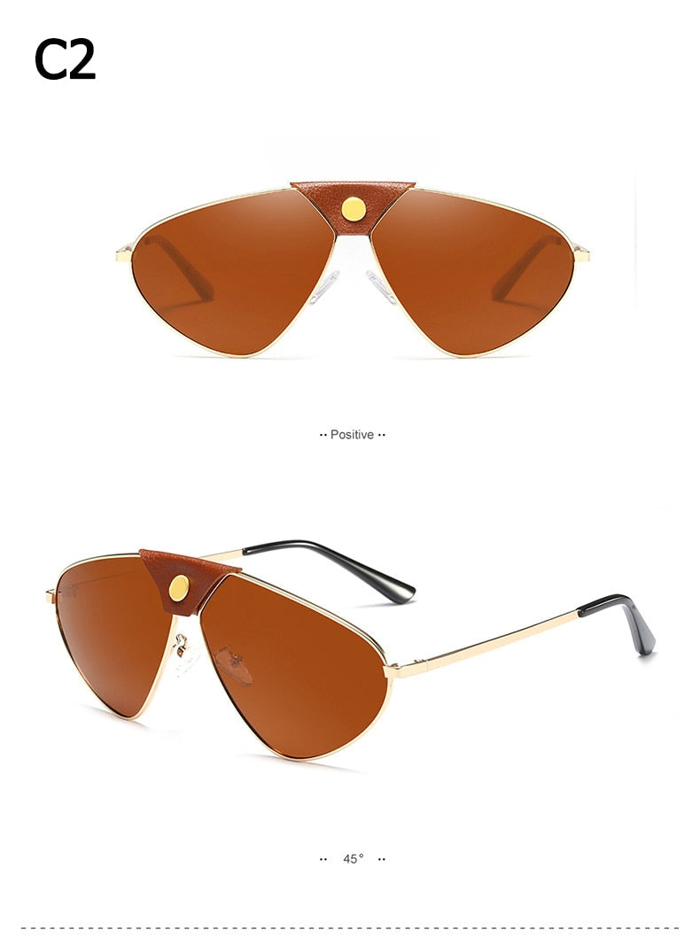 Vintage Metal Button Polarized Sunglasses