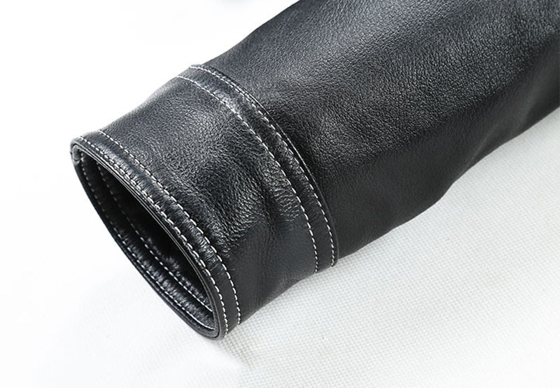 Genuine Leather Jacket Slim Lapel