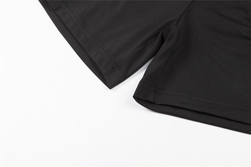 Hollow Side Thigh Buckle Fitness Crop Top and Shorts