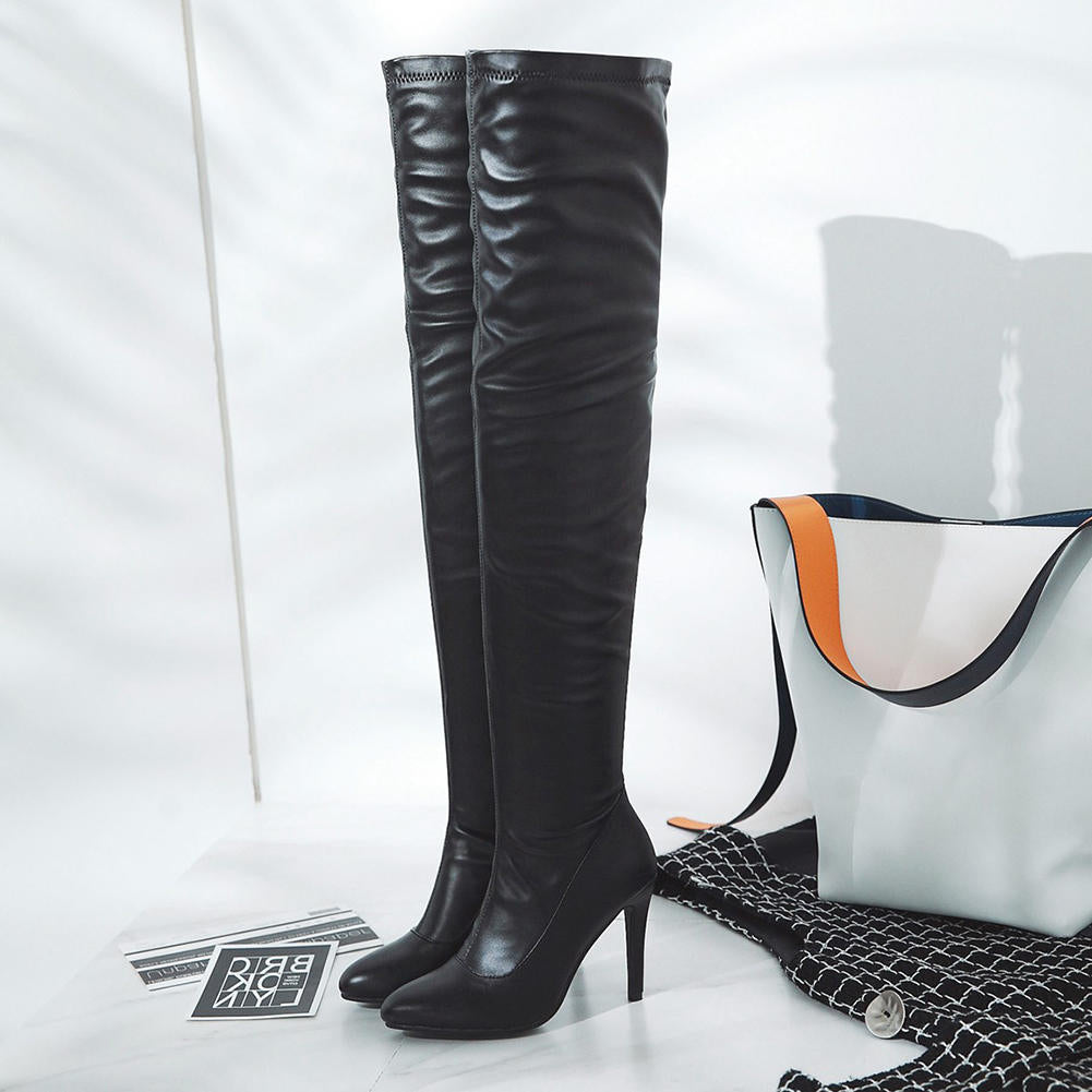 Pu Leather Over The Knee Thin High Heel Boots