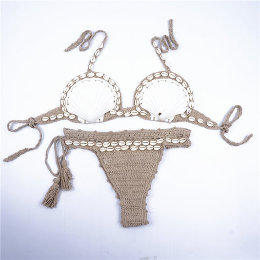 Hand-woven Sea Shell Low Waist Bikini Sets