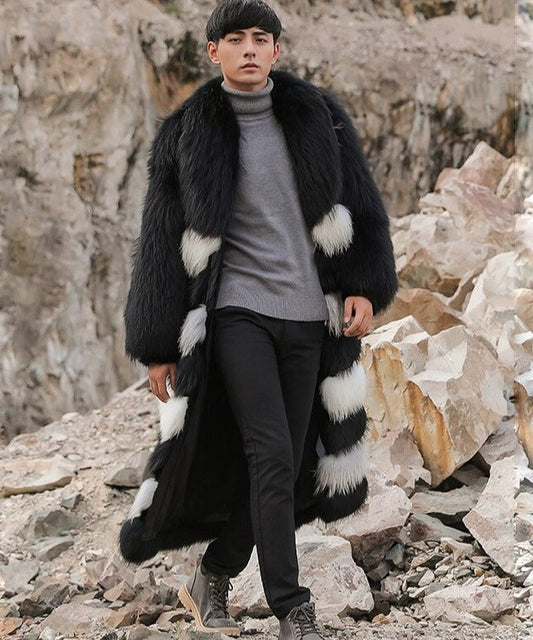 Black & White X-long Real Fur Coats